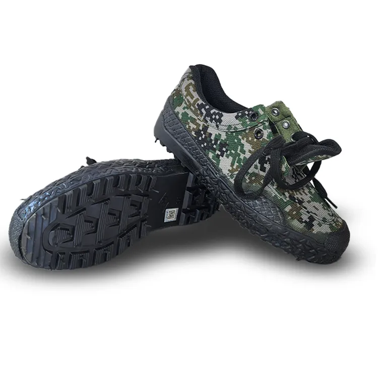 绿迷彩低帮耐磨防滑加碳板气垫工作鞋解放鞋帆布鞋户外黄胶鞋新款