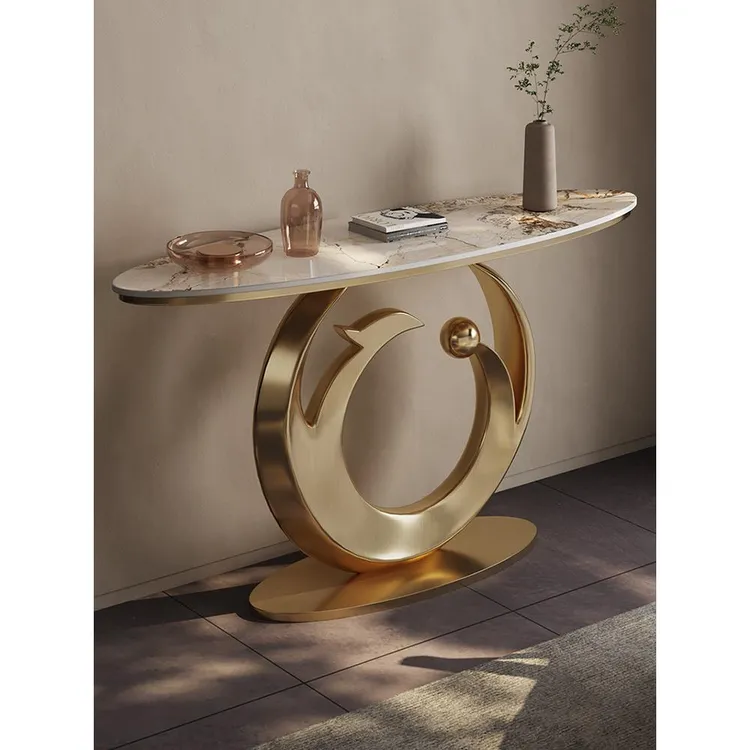 岩板设计师玄关桌靠墙别墅现代简约端景台酒店轻奢入户门厅玄关台