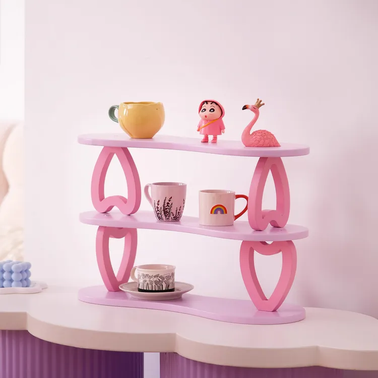 多巴胺创意桌面置物架彩色多层收纳架奶油风咖啡杯架展示架储物架