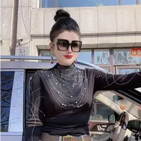 8888-1  亮钻时尚潮流百搭网红洋气半高领气质修身衫