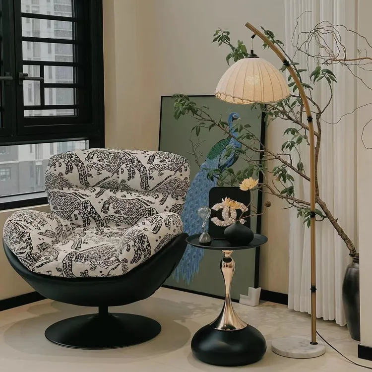 【蛋壳】意式轻奢舒适单人椅复古简约新家入住必备沙发转椅