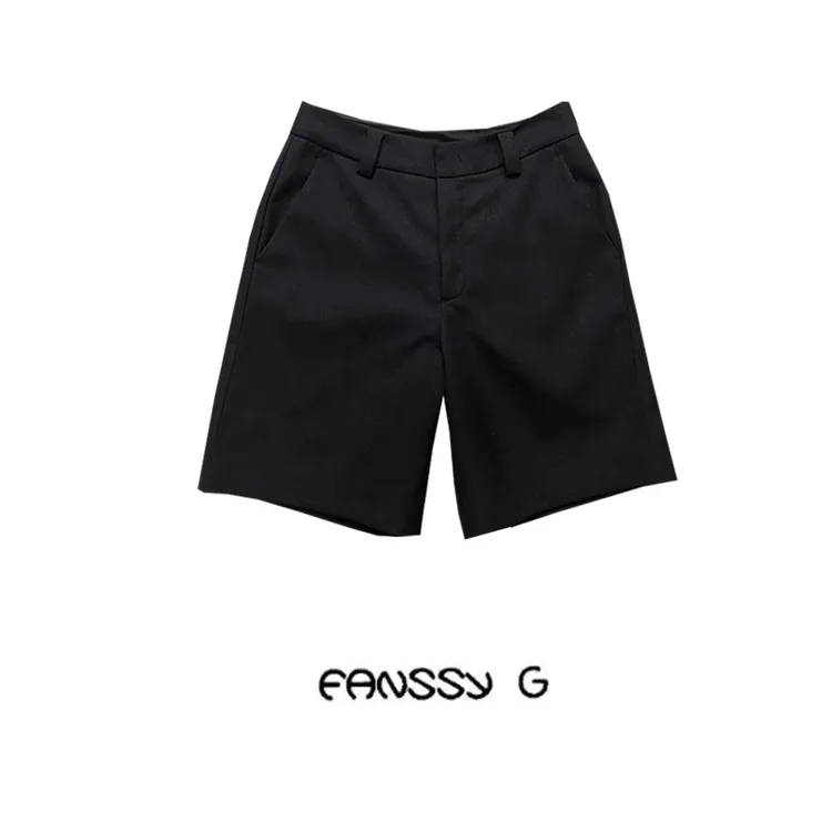 EANSSY G春季新款黑色宽松直筒纯色西装短裤NA2401C002