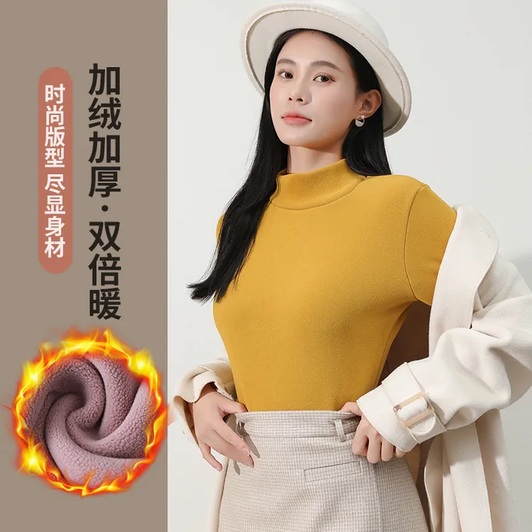 秋冬保暖加绒加厚奥利绒女士打底衫