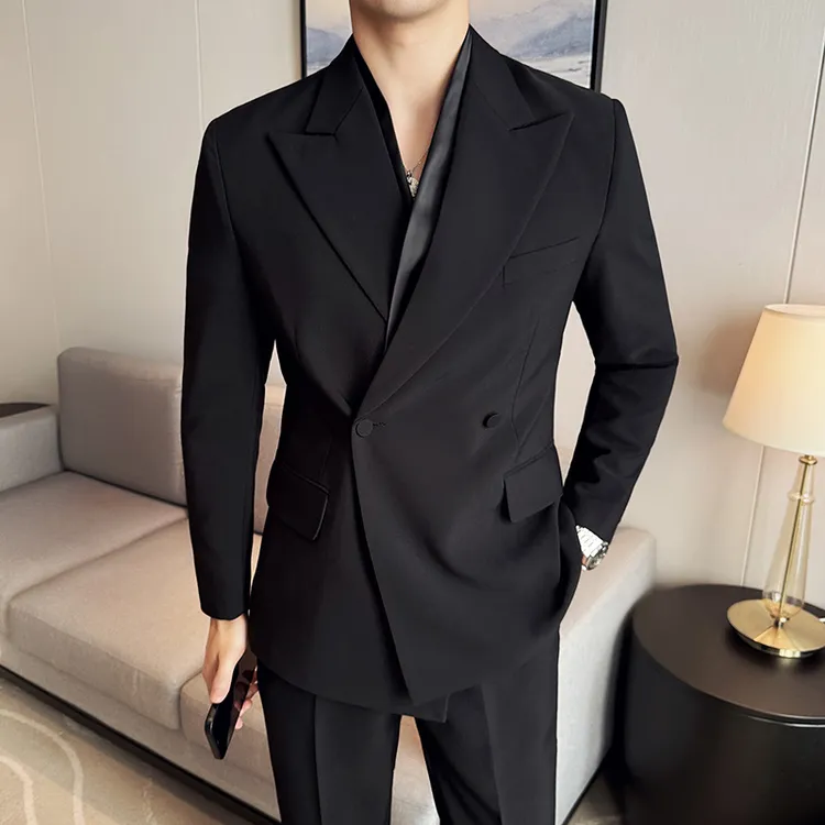 假两件西装外套男士春秋季2024新款英伦雅痞男装休闲西服套装男款