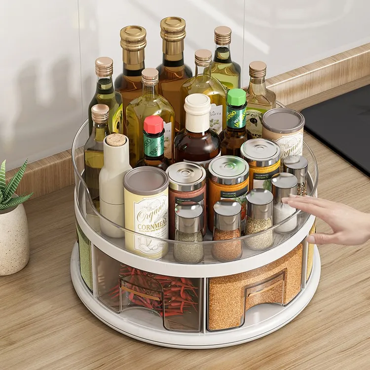 优勤厨房调料盒一体多格调味品置物架家用旋转调料油盐酱醋收纳架