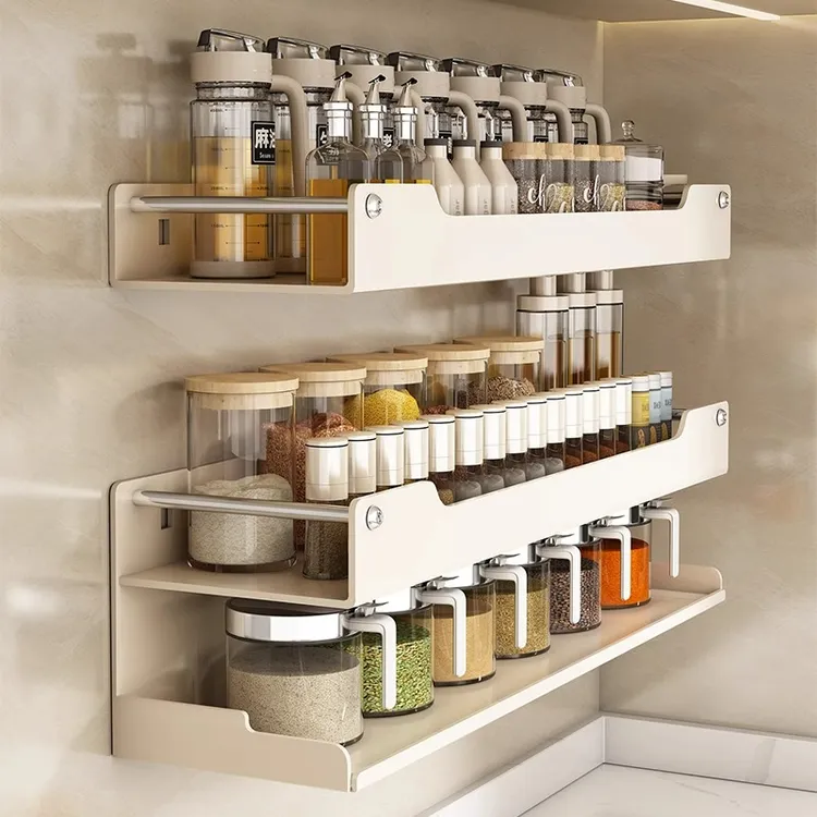 厨房调料置物架不锈钢墙壁盐调味罐收纳盒调料品壁挂调料架免打孔