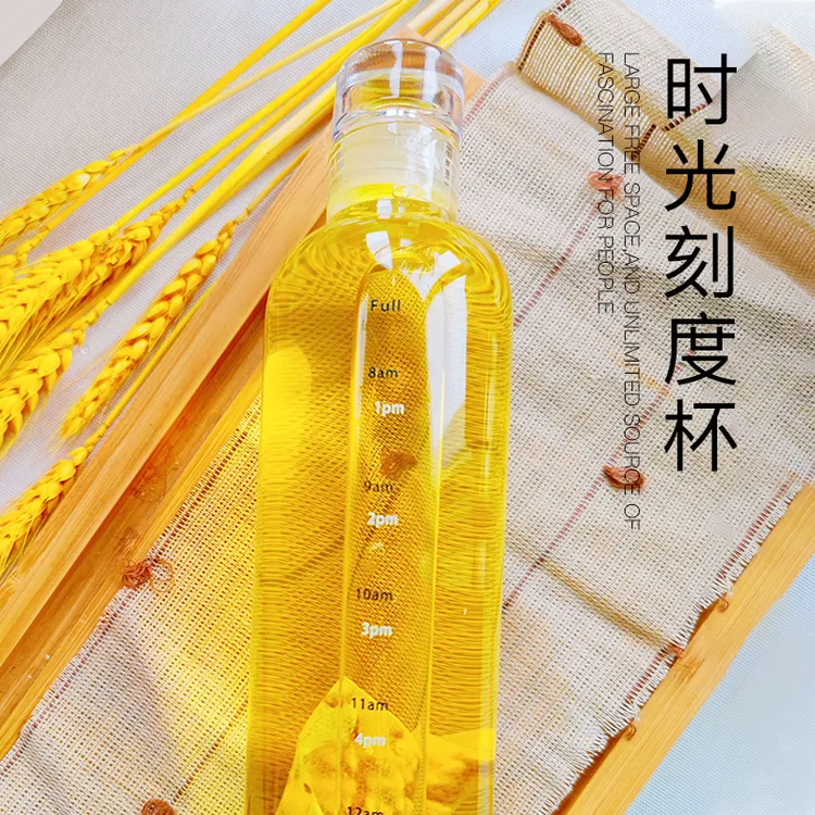 时间刻度杯便携简约冷萃饮品水杯耐高温高硼硅透明玻璃水杯随手杯