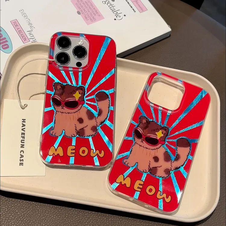 雅天立酷酷猫咪适用苹果15手机壳iPhone13羽纱14华为vivo小米oppo