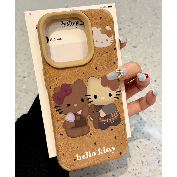 雅天立韩系凯蒂适用苹果15手机壳iPhone13promax秋冬14大孔皮质11