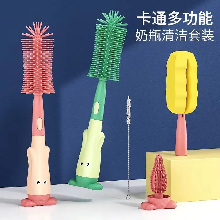 硅胶奶瓶刷婴儿奶嘴刷吸管刷洗奶瓶刷子清洁刷三合一套装多功能刷
