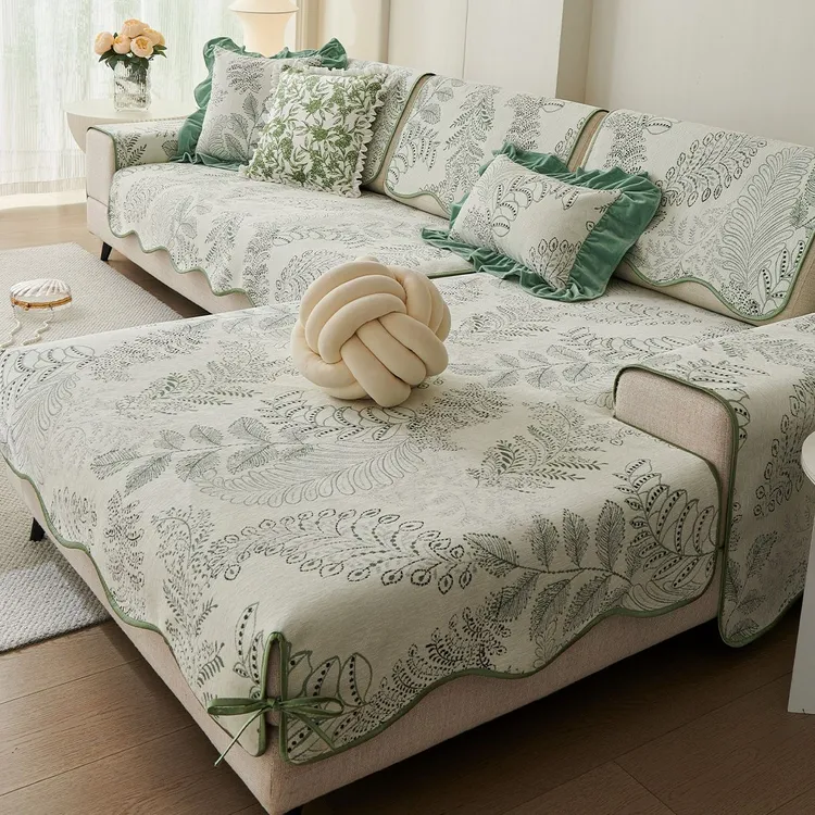 法式风情2024新款沙发垫四季通用雪尼尔贵妃防滑沙发套罩布可定制