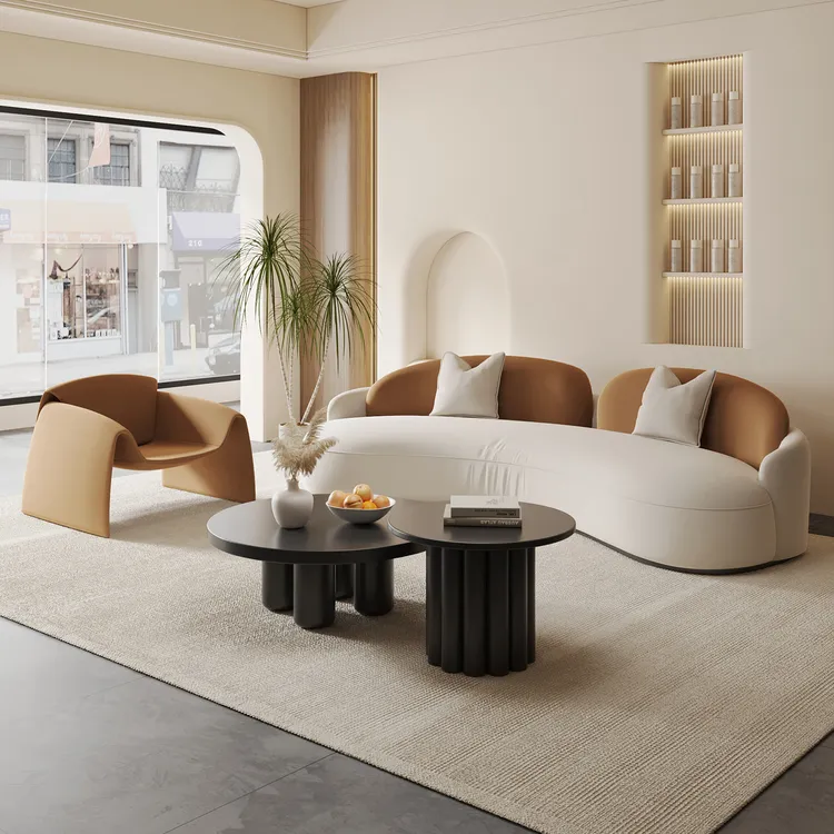 美容院设计师沙发售楼处办公室商务接待洽谈休息区民宿出租屋弧形