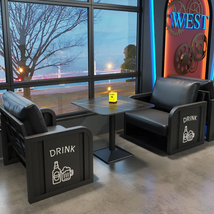 复古工业风餐厅卡座沙发商用烧烤火锅店餐桌酒吧清吧铁艺桌椅组合