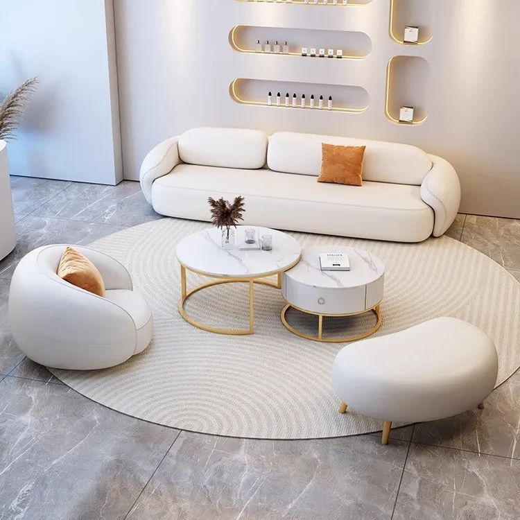 酒店大堂售楼处美容院服装店休闲休息区弧形圆形接待洽谈沙发组合