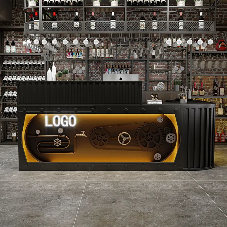 复古工业风入户收银台铁艺前台酒吧接待台服装汽车转角吧台定制