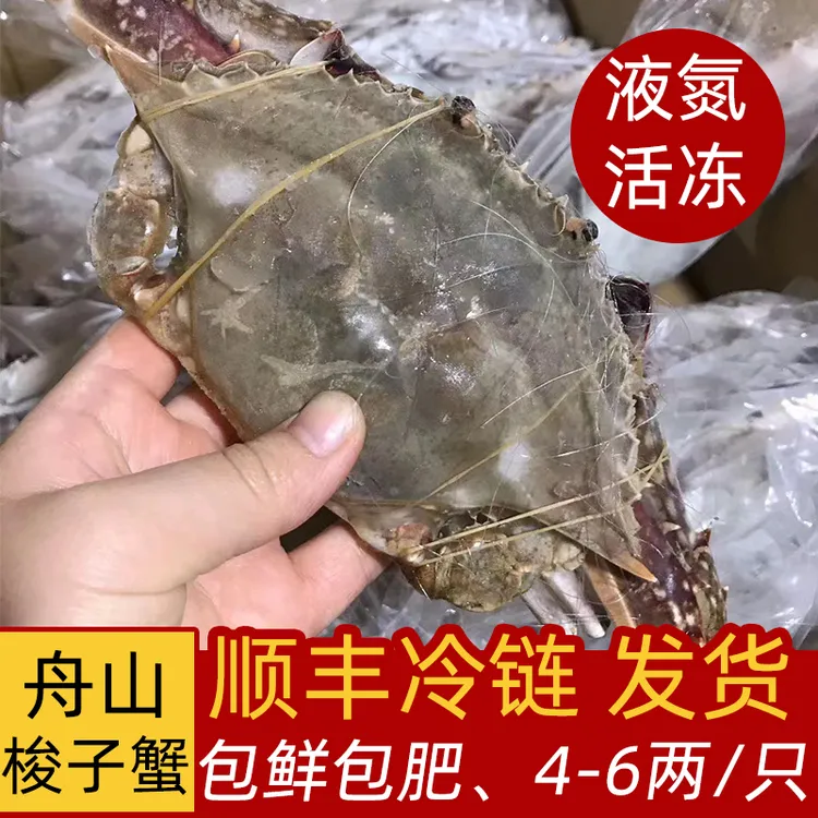 【冻蟹】舟山梭子蟹螃蟹冷冻液氮大白蟹公蟹海蟹飞蟹2斤起4-6两/只