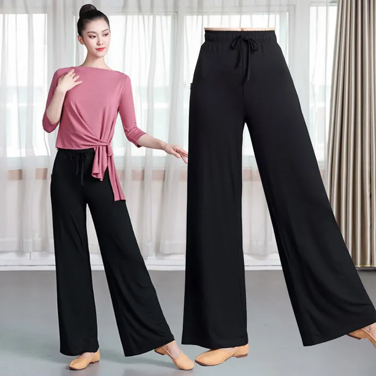 纤耶新款莫代尔宽松舞蹈阔腿裤练功服女形体服中国古典现代舞蹈服