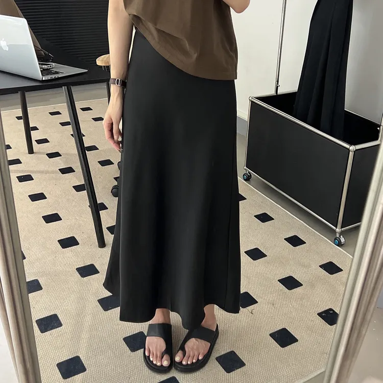夏季气质韩版半身裙女中长款鱼尾裙时尚高腰显瘦垂感后松紧A字裙