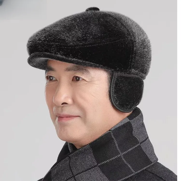中老年人棉帽子男士冬季保暖爷爷老头帽老人护耳男帽冬天春秋爸爸