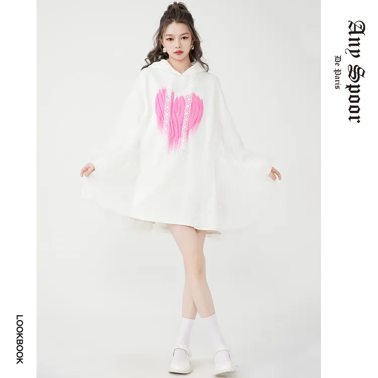 【ANY SPOOR】印花白色宽松时尚公主休闲春秋舒适连衣裙60926