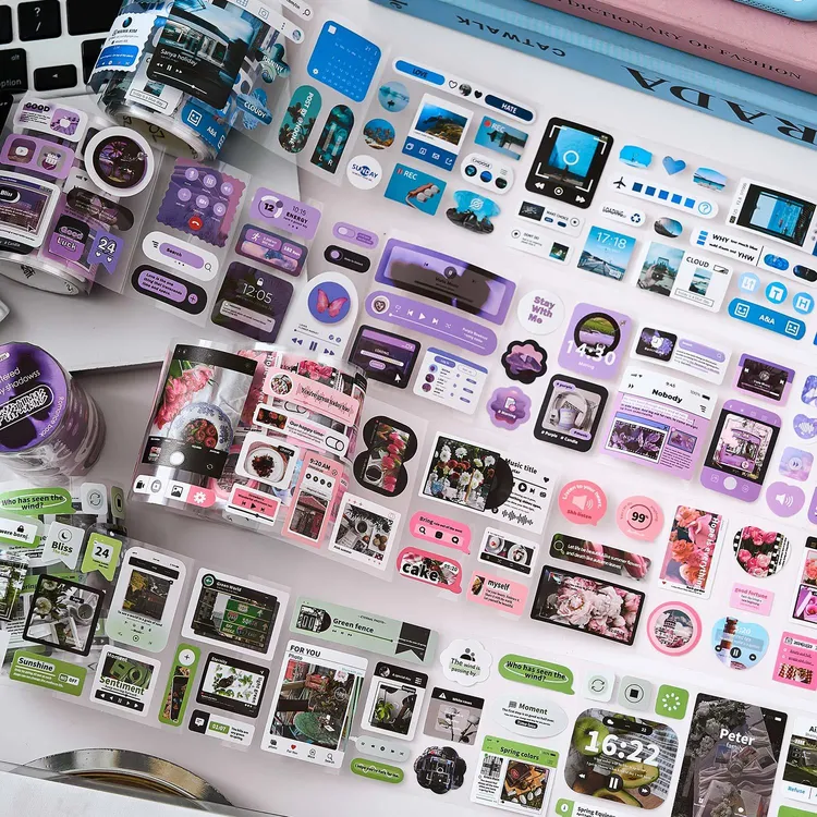 韩系ins排废胶带雾岛晚歌系列 简约生活记录手帐diy装饰素材贴纸