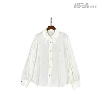 小乖逃D正肩轻奢休闲风白色衬衫三角八爪鱼时尚经典长袖24016