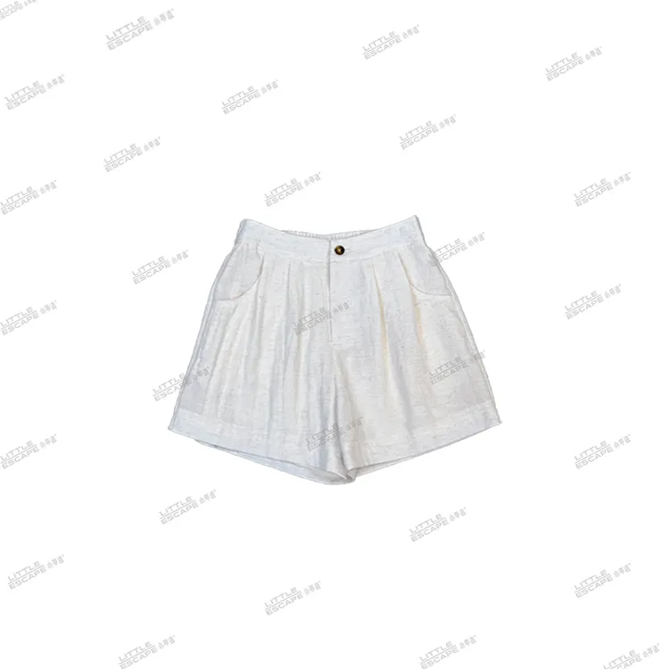 小乖逃D亚麻白色短裤休闲潮流Q6380时尚短裤女士百搭Q6407