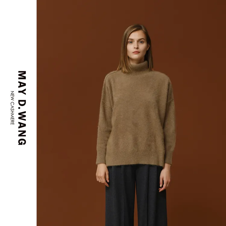 秋冬经典色宽松慵懒风保暖貂绒半高领套头上衣 C1F1034