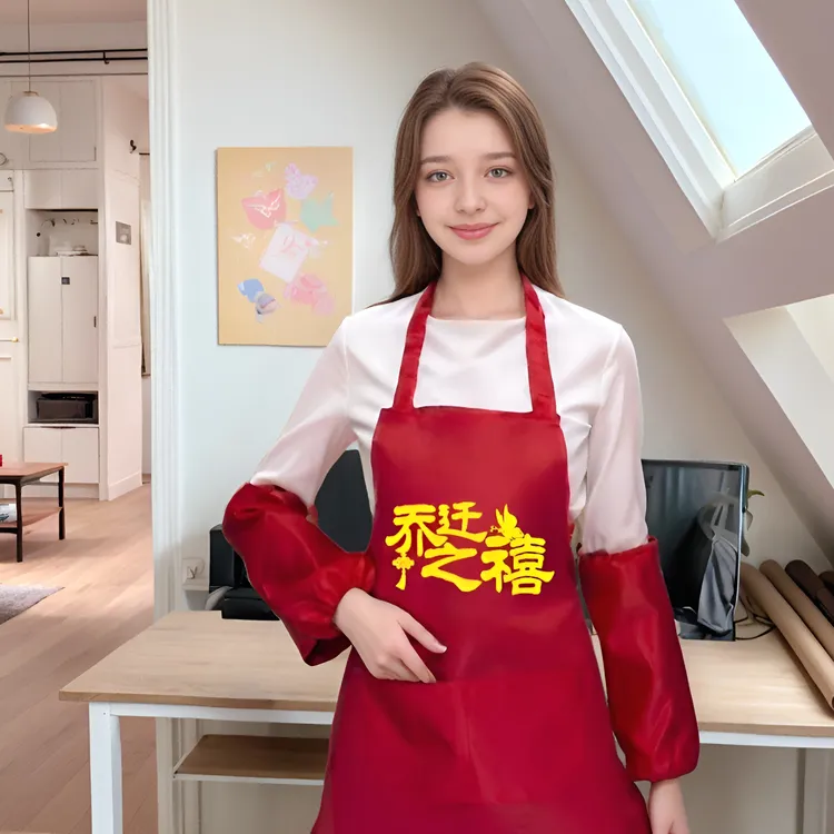 结婚印字LOGO简约围裙喜庆红色婚庆满月寿宴乔迁生日定制婚宴喜事