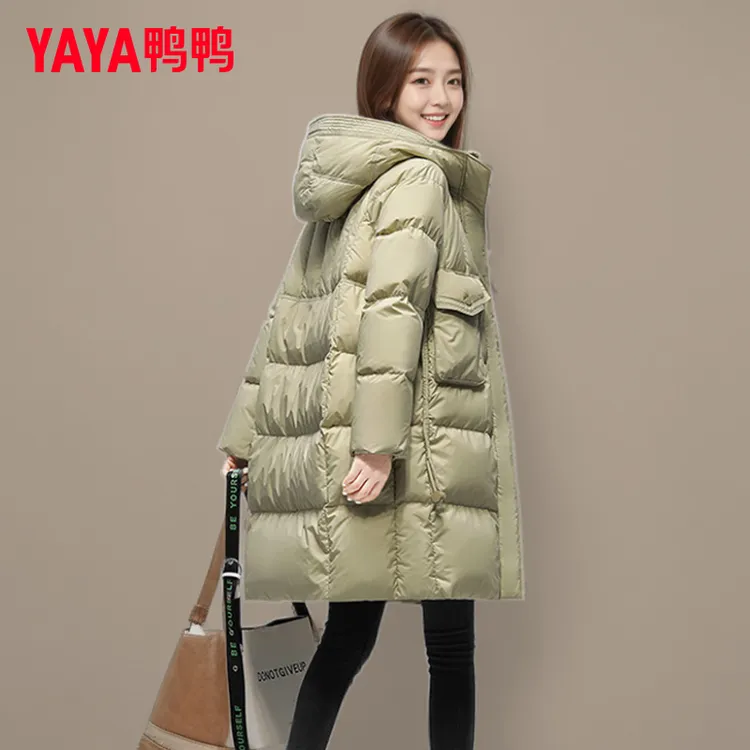YAYA/鸭鸭中长款羽绒服女2025年冬季新款时尚百搭休闲保暖外套潮
