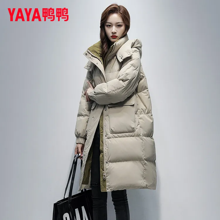 YAYA/鸭鸭官方正品羽绒服女2025年冬季新款时尚休闲宽松保暖外套