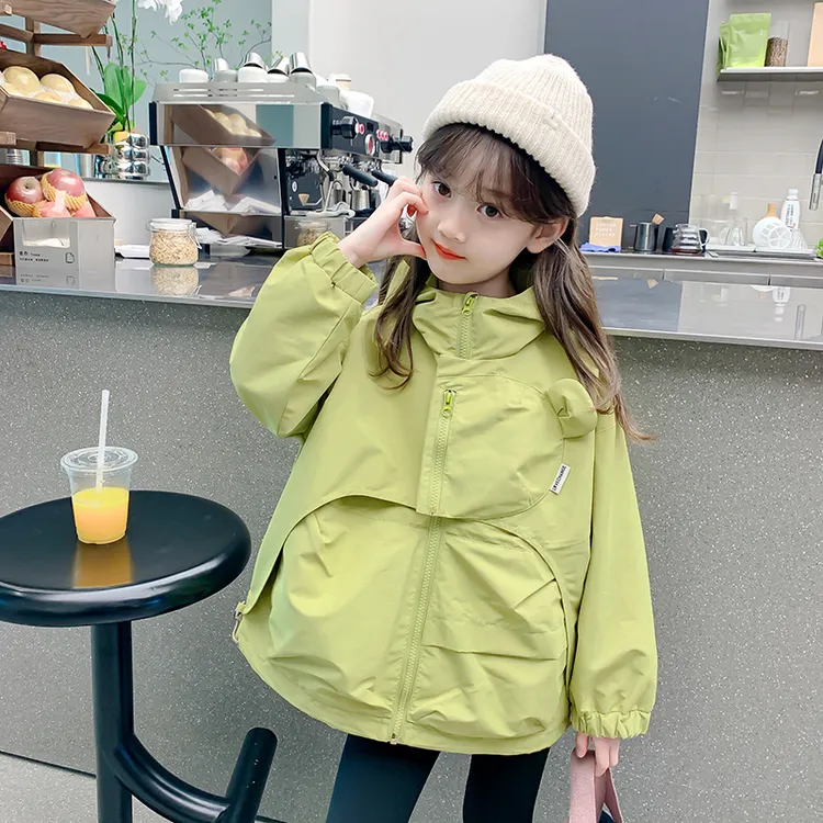 女童2025新款外套春秋款儿童春季运动上衣女孩连帽冲锋衣