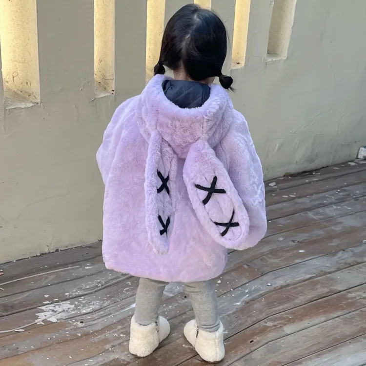 女童仿皮草外套韩版秋冬季洋气毛毛大衣中长款女宝星黛露毛绒外套