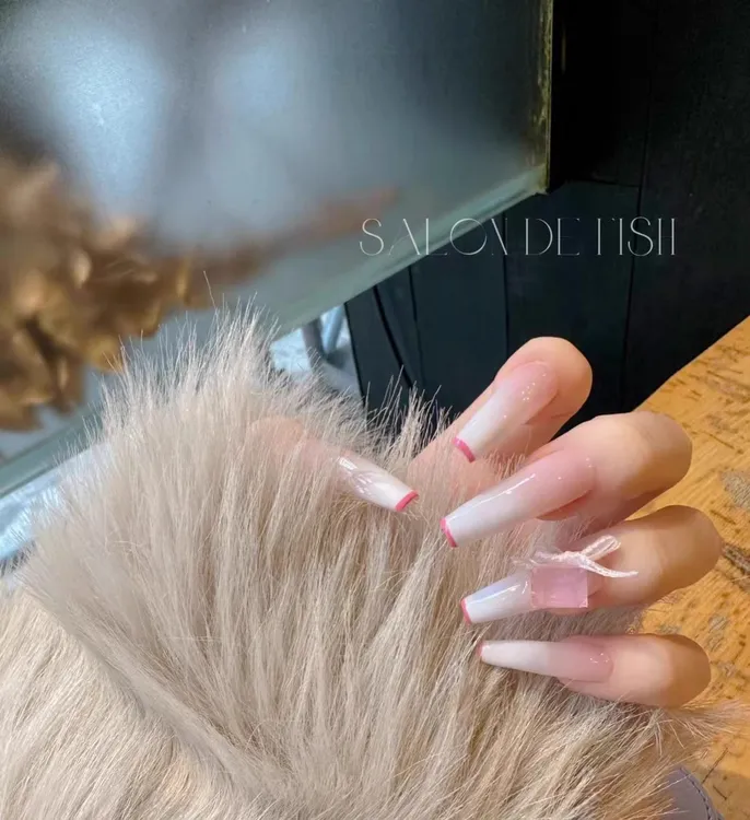 手工穿戴甲渐变粉钻丝带美甲长款气质甜心假指甲片高级显白学生甲