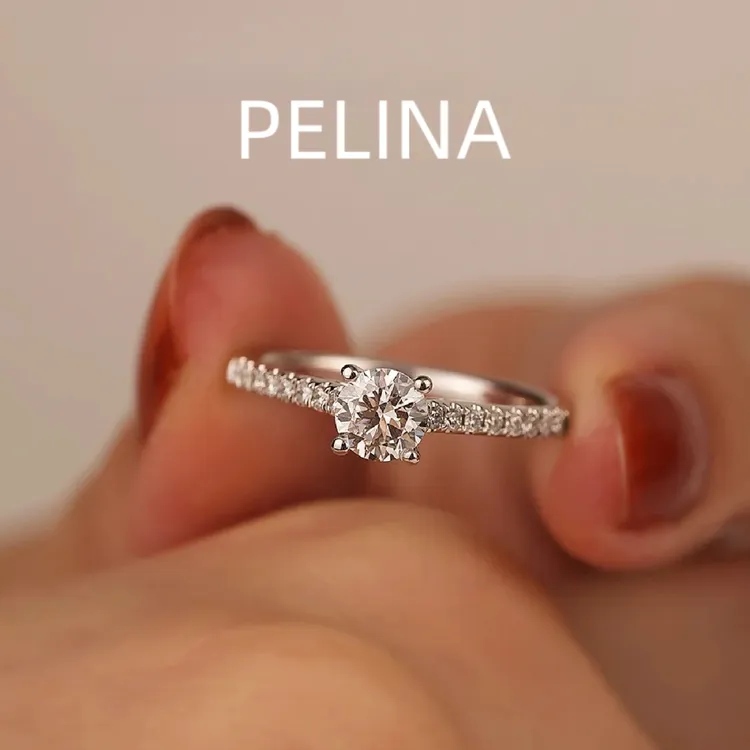 PELINA莫桑戒指 1克拉四爪满钻镶嵌气质轻奢结婚时尚百搭经典结婚
