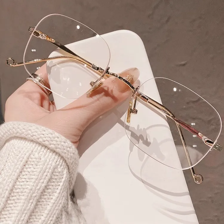 英国【时尚】Coop Koop 无框防蓝光平光镜无度数女素颜小脸眼镜大框