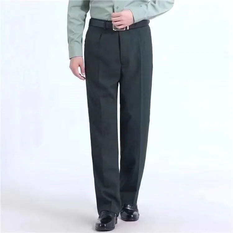 全新正品松枝绿裤带屁兜款麻纱裤松枝时尚休闲裤宽松筒裤免烫防皱