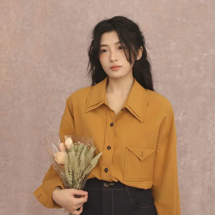 莱赛尔落肩衬衫女小个子法式气质休闲百搭上衣长袖春秋设计感小众