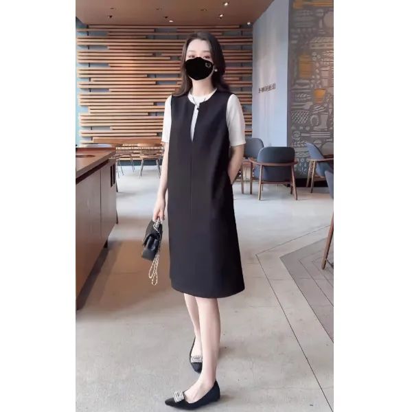 纯色简约百搭背心裙女2025春夏新款时尚洋气显瘦遮肚子无袖连衣裙