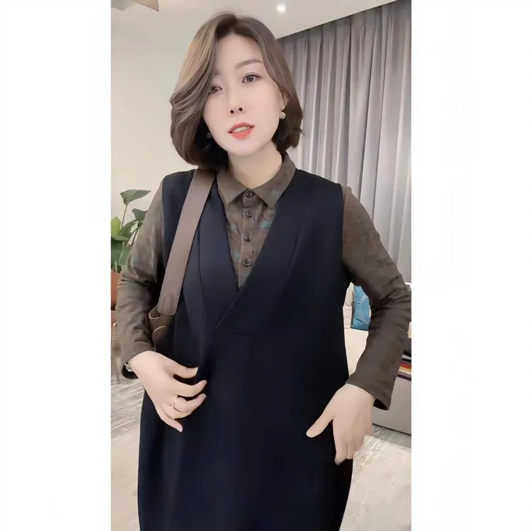 时尚百搭洋气无袖连衣裙2024春季新款宽松显瘦韩版中长款马甲裙女