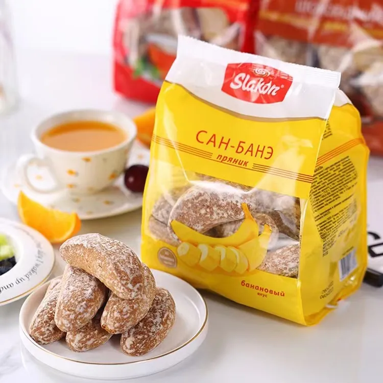 原装俄罗斯斯拉贡香蕉味光头饼干80后怀旧网红休闲零食进口450克