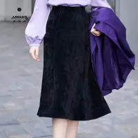 阿玛施AMASS暖冬复古气质简约中长款高腰半身裙5200404尤莱特