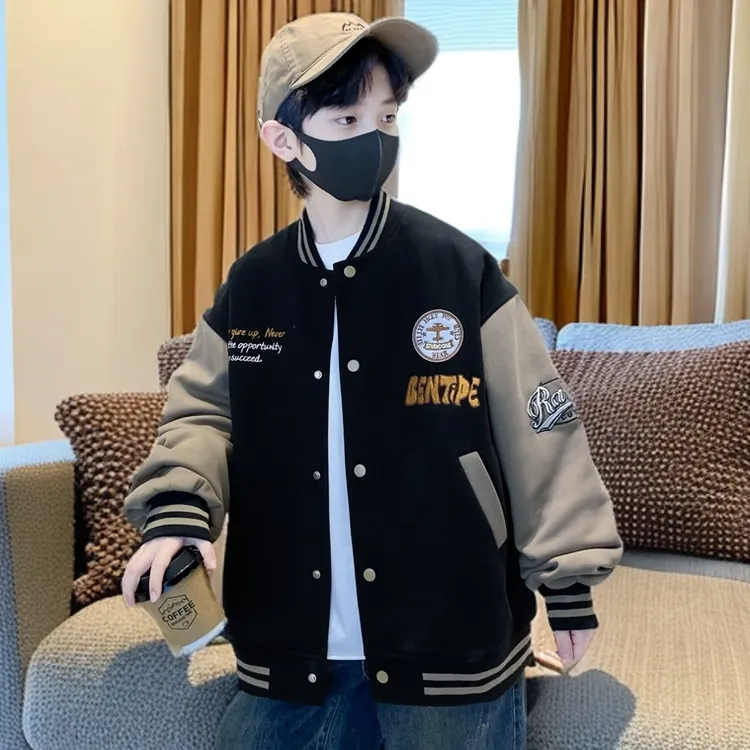 男童棒球服外套儿童秋装2025新款男孩洋气休闲春秋款夹棉加厚秋冬