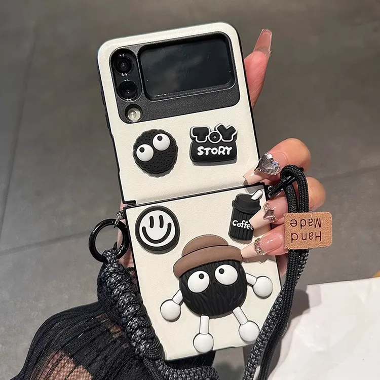 适用华为NovaFlipS折叠屏手机壳卡通可爱煤球全包手提防摔保护套