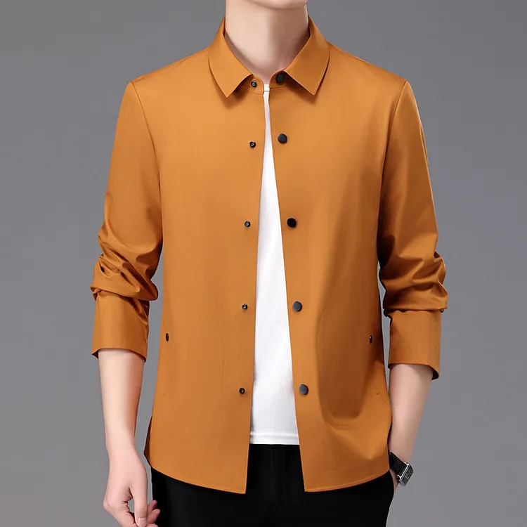 春季无痕夹克男士翻领宽松潮流休闲百搭长袖时尚防风休闲男士外套