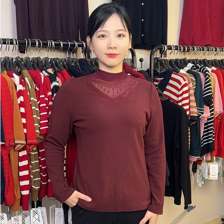 【靓太妈妈装】24年秋冬新款高档薄绒中老年妈妈装时尚大方打底衫