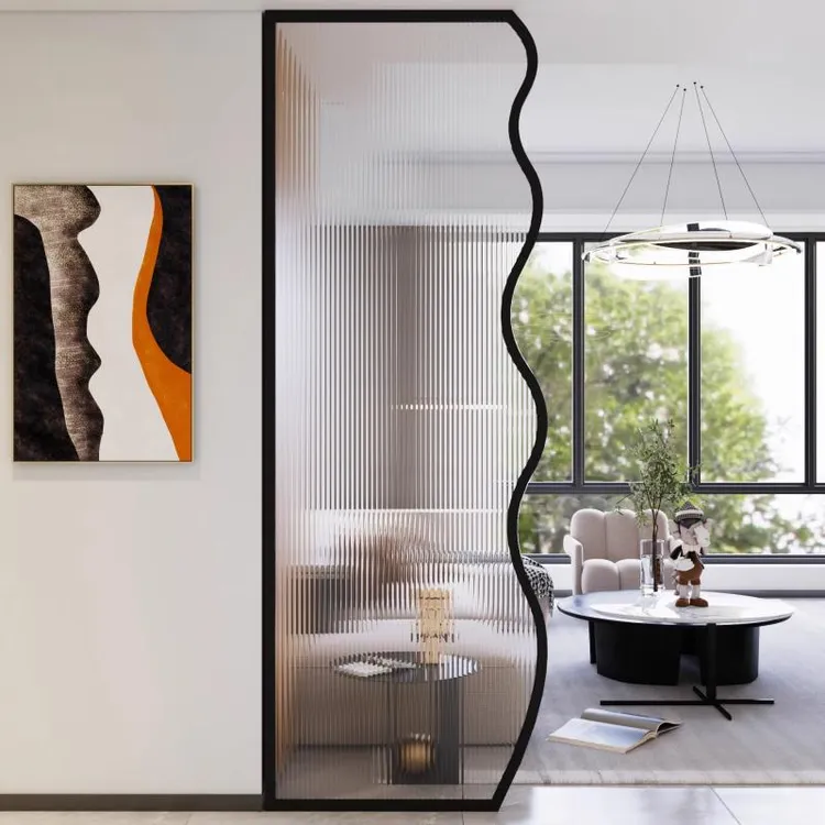 长虹玻璃隔断固定墙铁艺现代简约中式客厅新卫生间厕所不锈钢屏风