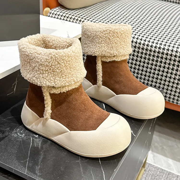 厚底雪地靴女2025冬季新款加绒加厚棉鞋两穿中筒短靴保暖马丁靴子