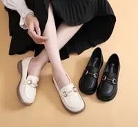 【品牌力荐】软皮时尚休闲英伦风女粗跟软底单鞋乐福鞋1626