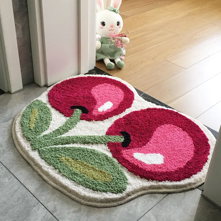 卫浴地垫家用卫生间吸水防滑垫卧室可爱樱桃地毯速干地垫入户门垫